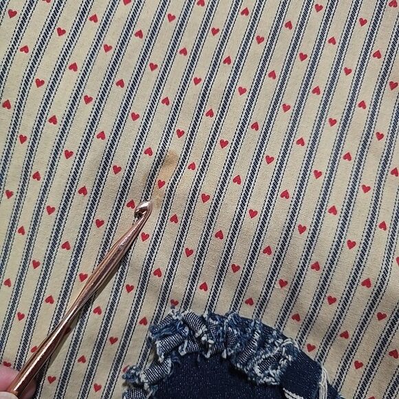 VTG Handmade Denim Hippie Shirt Vest Open Festival Hearts Fringe Psychedelic 60s - Picture 7 of 14